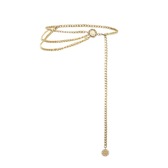Trendy | Gold Coin Multilayer Tassel Chain Belt - Picture 4 of 6